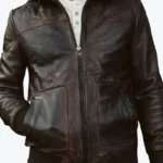 Men’s A2 Aviator Cockpit Brown Bomber Leather Jacket Model