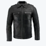 Men’s Anthracite Patch Pocket Lambskin Leather Jackets Rare Jacket