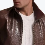 Men’s Arthur Brown Leather Jacket Collar Rare Jacket