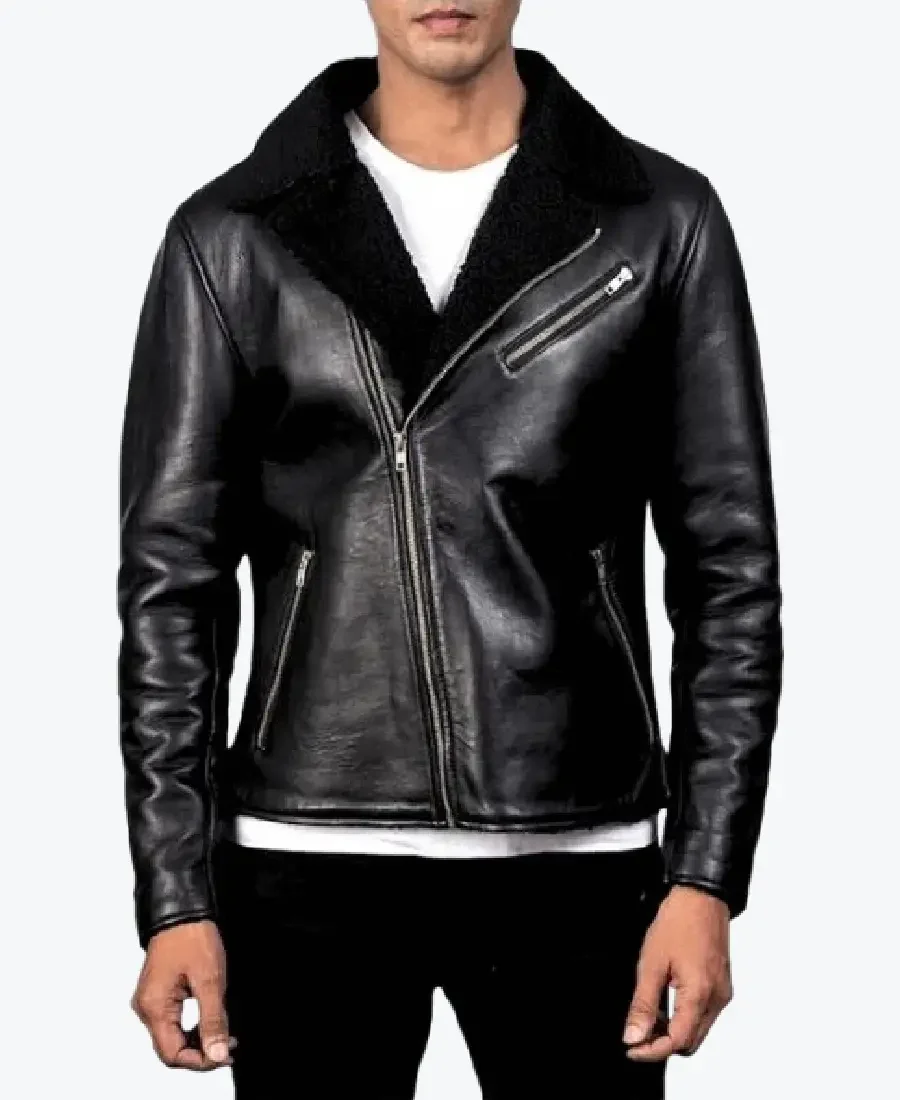 Men’s Aviator Black Biker Jacket