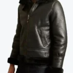 Men’s B-3 Black Sheepskin Leather Bomber Jackets Rare Jacket