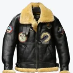 Mens B3 Bomber Sheepskin Shearling Black Jacket