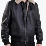 Men’s Black Aviator Bomber Leather Jacket