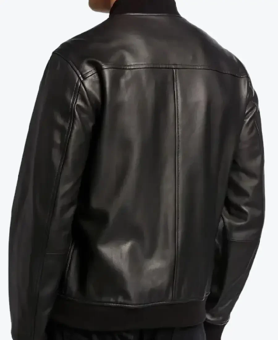 Men’s Black Bomber Leather Jacket Back - Rare Jackets