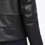 Men’s Black Bomber Shearling Leather Jacket Sleeves Rare Jacket