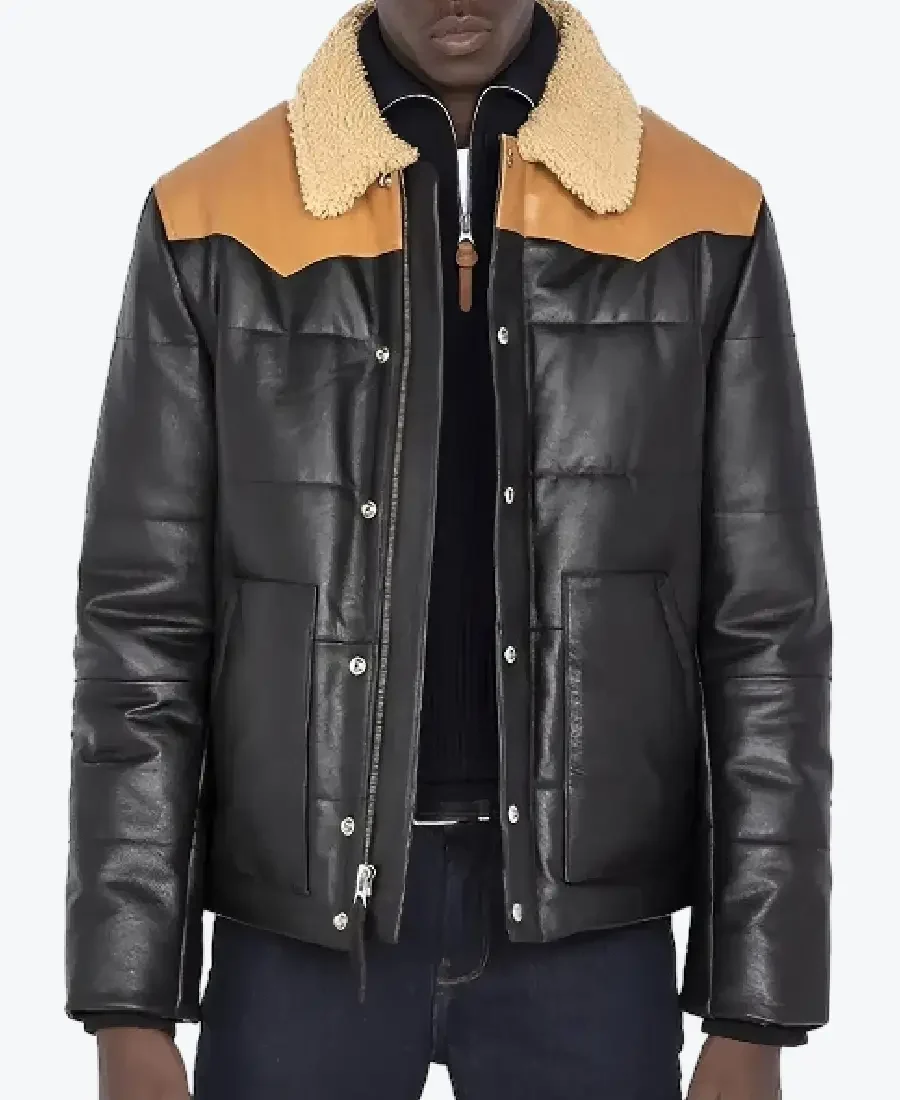 Men’s Black Bomber Shearling Leather Jackets Rare Jacket