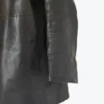 Men's Black Four Button Leather Coat Sleeves Rare Jacket