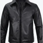 Mens Black Harrington Leather Cowhide Jacket Rare Jacket