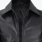 Mens Black Harrington Leather Cowhide Jacket Collar Rare Jacket