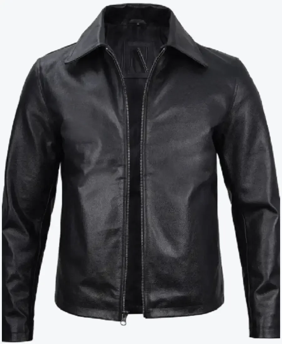 Mens Black Harrington Leather Cowhide Jacket Rare Jacket