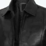 Men’s Black Harrington Leather Jacket Collar Rare Jacket
