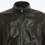 Mens Black Leather Jacket Collar Rare Jacket