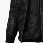 Mens Black Leather Jacket With Removable Hoodie Sleeves Rare Jacket