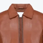 Men’s Brad Brown Leather Jacket Collar