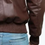 Men's Brent Brown Pu Bomber Leather Jacket Sleeves