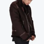 Men’s Brown Beast Bomber Jacket Sleeves