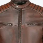 Mens Brown Lambskin Biker Style Leather Jacket Collar Rare Jacket