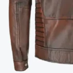 Mens Brown Lambskin Biker Style Leather Jacket Sleeves Rare Jacket