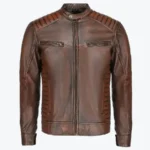 Mens Brown Lambskin Biker Style Leather Jackets Rare Jacket