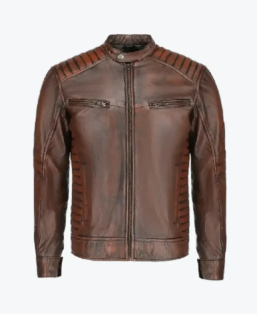 Mens Brown Lambskin Biker Style Leather Jackets Rare Jacket