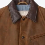 Men's Brown Suede Leather Jacket Collar Rare Jacket