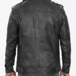 Men’s Biker Style Black Leather Jacket - Image 4