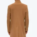 Men's Camel Brown Single Breasted Short Wool Coat back - Rare Jackets
