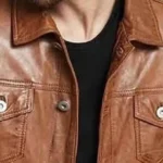 Men’s Casual Brown Leather Jacket Collar Rare Jacket