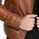 Men’s Casual Brown Leather Jacket Sleeves Rare Jacket