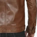 Mens Chocolate Brown Harrington Vintage Leather Jacket Sleeves Rare Jacket