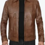 Mens Chocolate Brown Harrington Vintage Leather Jackets Rare Jacket