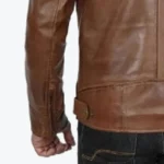 Men’s Chocolate Brown Lambskin Cafe Racer Leather Jacket Sleeves Rare Jacket