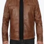 Men’s Chocolate Brown Lambskin Cafe Racer Leather Jackets Rare Jacket