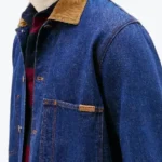 Men's Chore Blue Denim Jacket Closeup - Rare Jackets