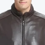 Men’s Classic Fit Lambskin Leather Bomber Jacket Collar Rare Jacket