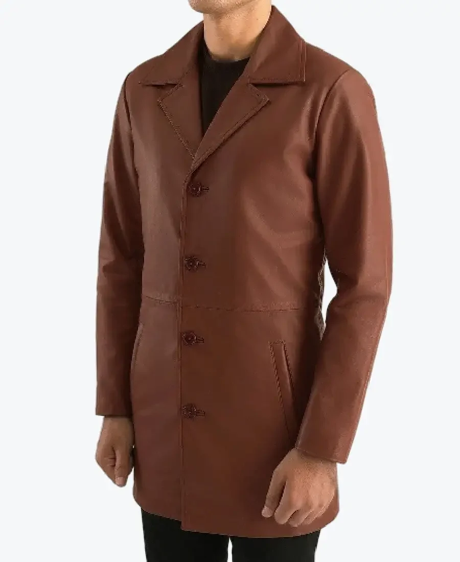 Men's Classmith Brown Leather Coat Rare Jacket