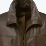Men’s Cowhide Dark Brown Jacket Collar Rare Jacket
