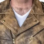 Men’s Cowhide Motorcycle Classic Style Leather Jacket Collar Rare Jacket