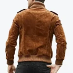 Men’s Dallas Brown Suede Bomber Jacket Back - Rare Jackets