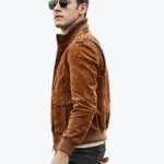 Men’s Dallas Brown Suede Bomber Jacket Side - Rare Jackets