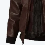 Mens Dark Brown Leather Bomber Jacket With Hood Sleeves Rare Jacket