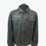 Mens Dark Brown Leather Trucker Jacket - Image 5