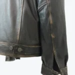 Mens Dark Brown Leather Trucker Jacket Shoot Cuff Rare Jacket