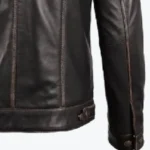 Mens Dark Brown Leather Trucker Jacket - Image 4