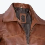 Mens Distressed Brown Harrington Leather Bomber Jacket Collar Rare Jacket