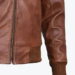 Mens Distressed Brown Harrington Leather Bomber Jacket Sleeves Rare Jacket