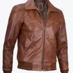 Mens Distressed Brown Harrington Leather Bomber Jackets Rare Jacket