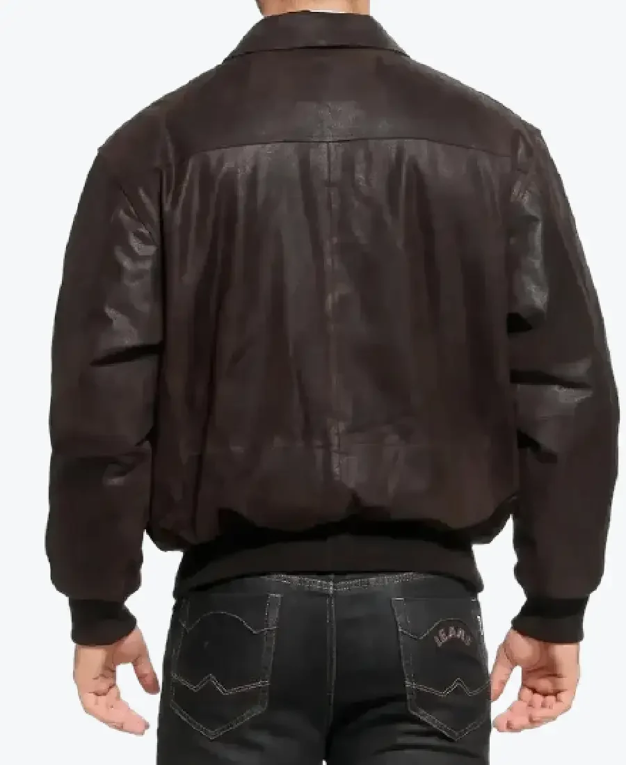 Men’s Distressed Dark Brown A2 Bomber Jacket Back - Rare Jackets