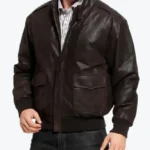 Men’s Distressed Dark Brown A2 Bomber Jacket Front - Rare Jackets