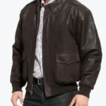 Men’s Distressed Dark Brown A2 Bomber Jacket Side - Rare Jackets